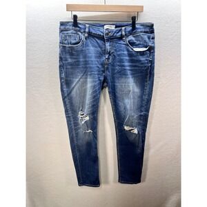 Vigoss Distressed Jagger Skinny Jeans Womens 32" Stretch Blue Denim Faded 3140